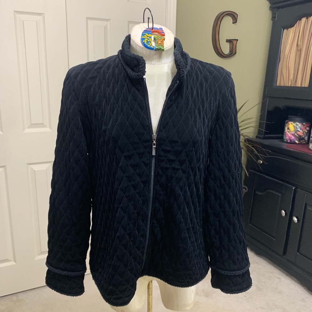 Chico’s Black Travelers Zip-Front Jacket Size 1/M